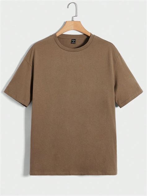 Brown Tee, Blank T Shirts, Drop Shoulder Tee, Shirts And Tanks, Mens Graphic Tee, Mens Summer ...