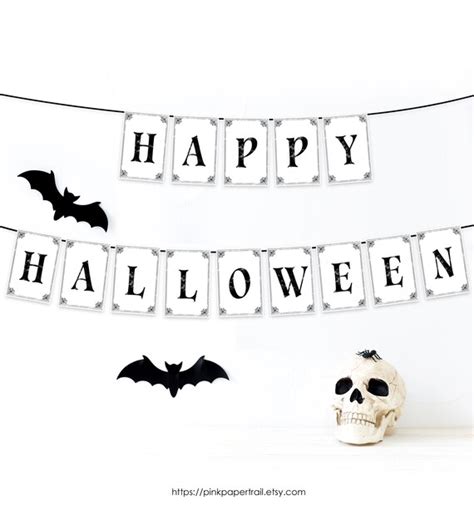 Happy Halloween Printable Banner, Simple Elegant Happy Halloween Banner ...