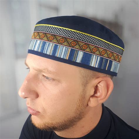 Navy kufi hat mens Linen taqiyah Muslim kufi Summer skull cap | Etsy