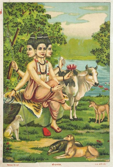 Dattatreya in natural surroundings Oleograph. ca. 1920. Chitrashala press, Pune (via ebay ...