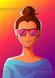 Cute girl in sunglasses - vector clip art