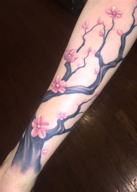 Cherry blossoms. Finally starting my arm. Forearm to elbow. First session with Alonzo Gonz ...