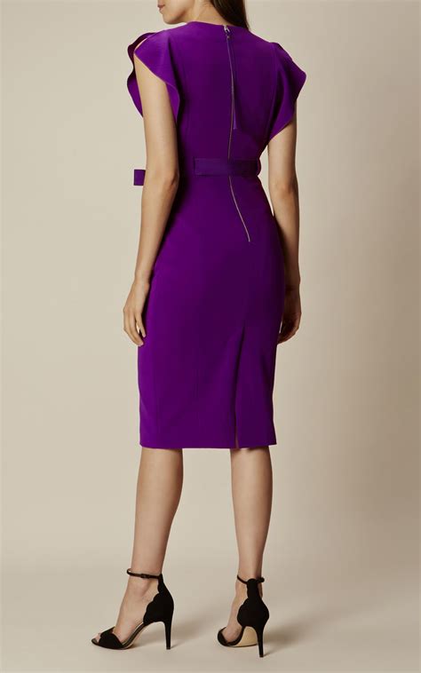 Karen Millen, FRILL PENCIL DRESS Purple Cheap Chiffon Dresses, Black ...