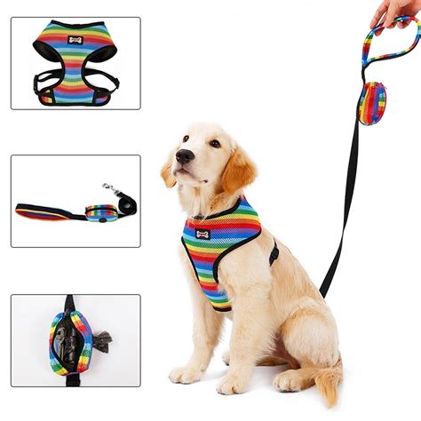 Dog Harness Leash Set Pet Leads Supplies Soft Mesh Dogs Vest Harnesses ...