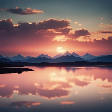 Premium AI Image | Majestic Mountain Range Tranquil Sunset Silhouette ...