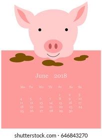Farm Animal Monthly Calendar Stock Vector (Royalty Free) 646843270