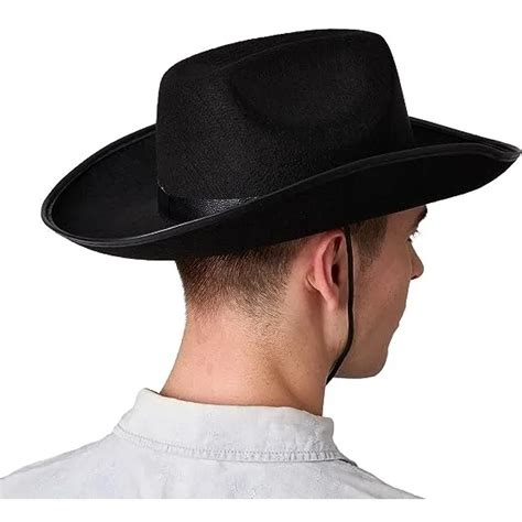 Black Cowboy Hat, Wide Brim Western Cowboy Hat Halloween Costume Accessory - One Stop Shop for ...