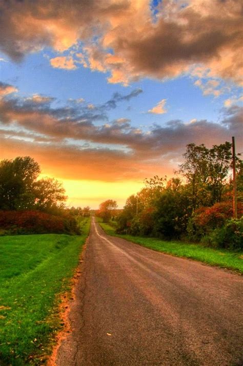 Country Road at Sunset | Country roads, Beautiful landscapes, Beautiful ...