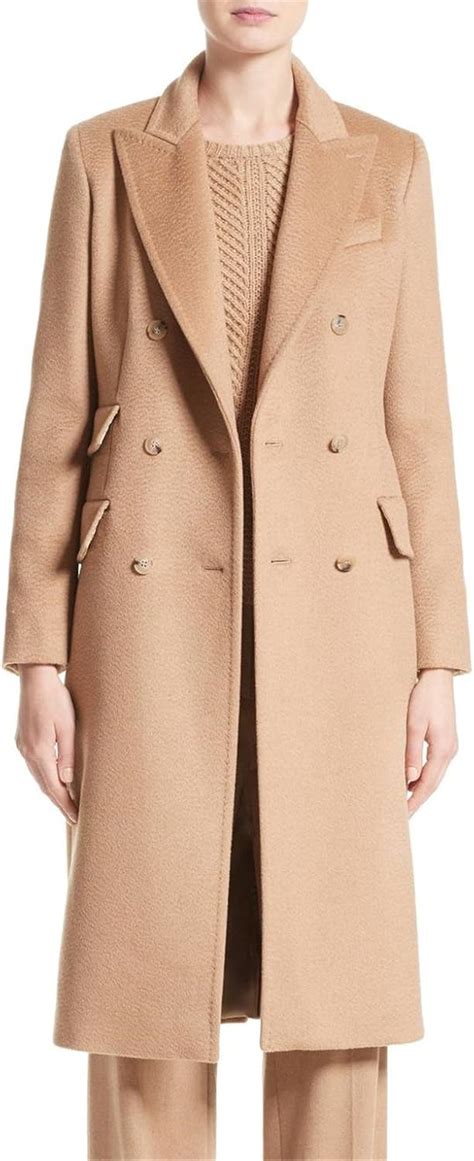 Amazon.com: WORLD CLAN Women's Long Wool/Cashmere Double Breasted Brown Camel Hair Derris Trench ...