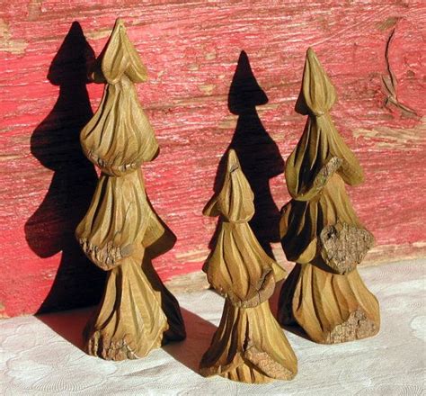 Hand Carved PINE TREE Wood CARVINGS Cottonwood by RedPineStudioMN, $29. ...