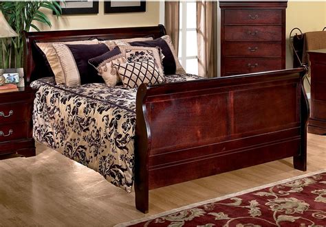 Louis Philippe King Sleigh Bed – Cherry | Wood sleigh bed, King size ...