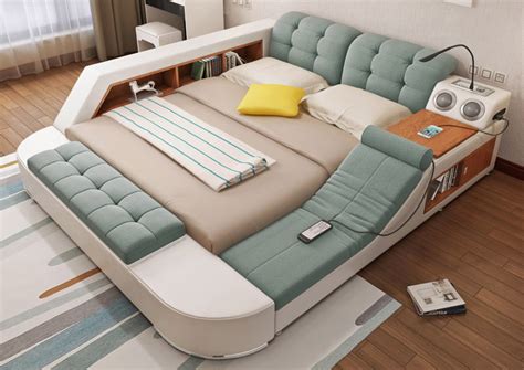 All In One Double Bed With Massage Speakers Storage - Bed Western