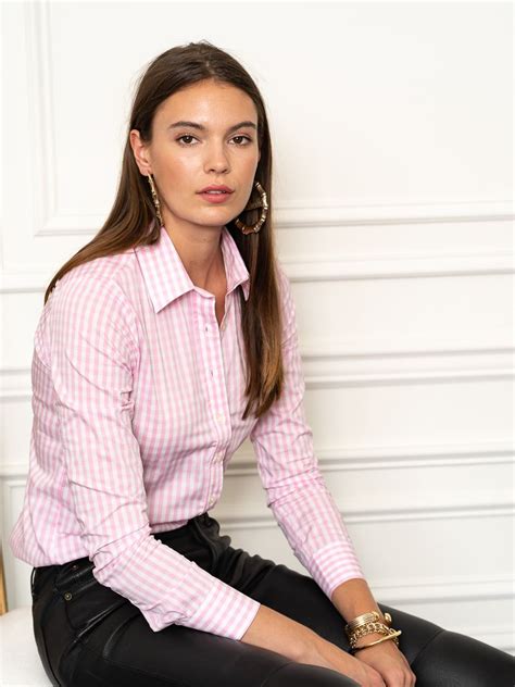 The Shirt by Rochelle Behrens - The Icon Shirt in Large Check - Pink/White Check | Pink check ...