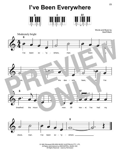 I've Been Everywhere by Johnny Cash Sheet Music for Super Easy Piano at ...