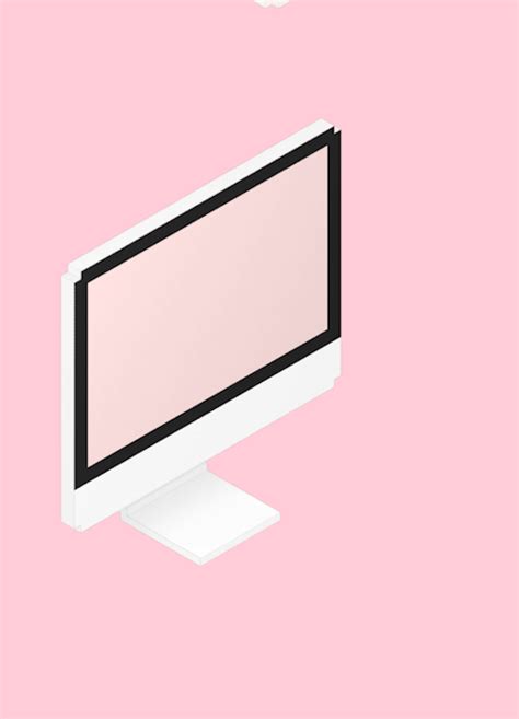 a computer monitor sitting on top of a pink surface