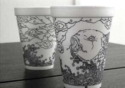 Oh, for the Love of Art!: Art on Styrofoam cups