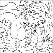 Bears in a Forest Dot to dot | Dot worksheets, Dots, Kids summer projects