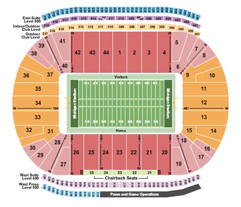 Michigan Stadium Seating Chart + Rows, Seat Numbers and Club Seats