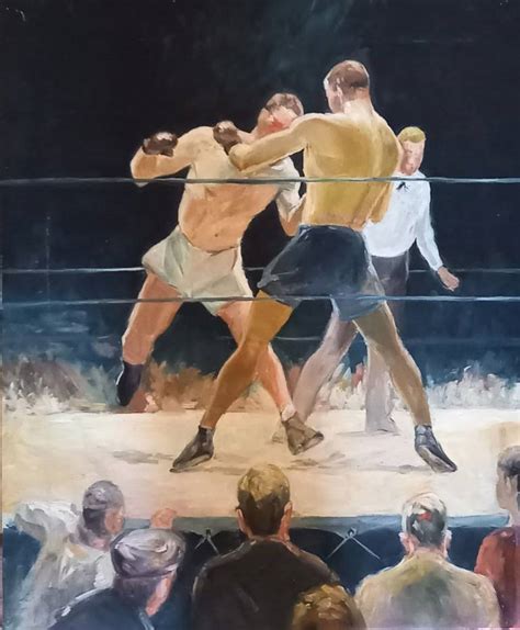 Original oil painting of boxers fighting - campestre.al.gov.br