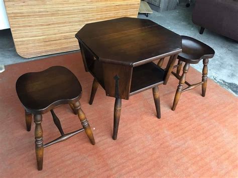 Vintage coffee table and stools set on Carousell