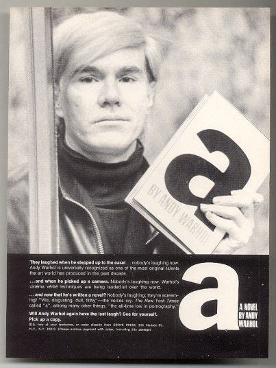 1969 Grove Press publishers advertisement, promoting the new Andy Warhol novel, "A" | Andy ...
