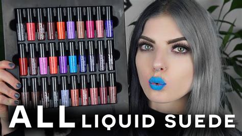 NYX LIQUID SUEDE LIPSTICK SWATCHES | all 30 shades!! - YouTube
