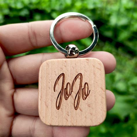 Free Engrave Wood Keychain Personalized Custom Engraved Letter Name ...