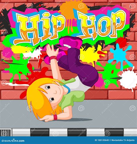 Kids dancing hip hop stock vector. Illustration of drawing - 100135640