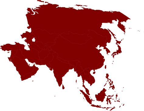 Asia Red Map Vector PNG - PNG Play