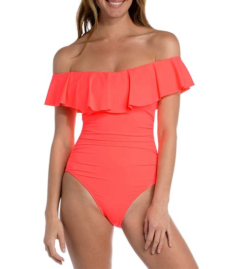 La Blanca Island Goddess Off-the-Shoulder Ruffle One Piece | Dillard's