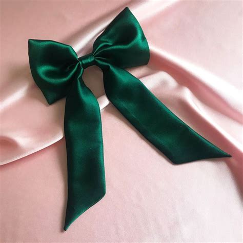 Emerald Green Real Silk Euphrasie Hair Bow Ribbon Barrette - Etsy UK ...