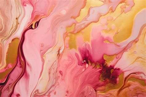 Abstract Pink and Gold Alcohol Ink Art Background. Generative AI Stock Illustration ...