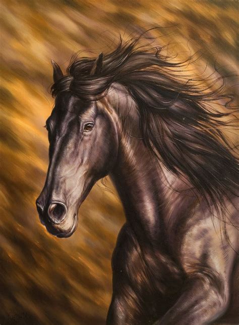 Running Wild Horse, Original Oil Painting, Realism Style, Animals Artwork, Art for Office ...