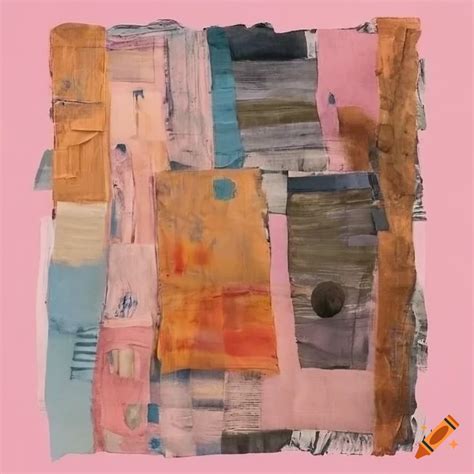 Abstract collage mixed media artwork with pale pink hues on Craiyon