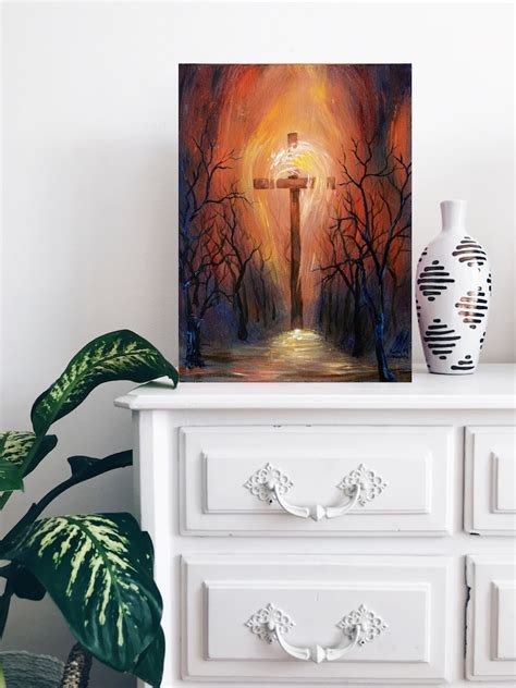 Holy Cross Acrylic Painting, Christian Art, Original Acrylic Painting, Modern Art, Surreal ...