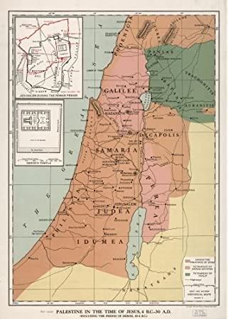Historic Map 1912 Karte Palästina in The Time of Jesus, 4 B.C. 30 N. CHR.: (einschließlich der ...