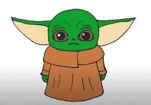 How to draw baby yoda from star wars step by step - How to draw step by step