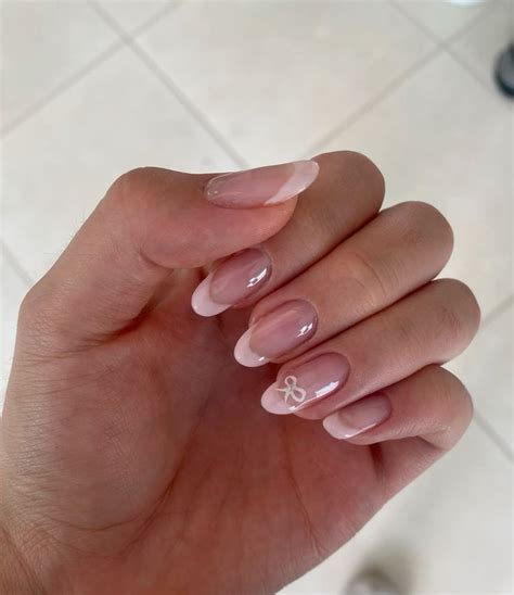 almond bow nails 💖 | Gel nails, Simple nails, Pink nails