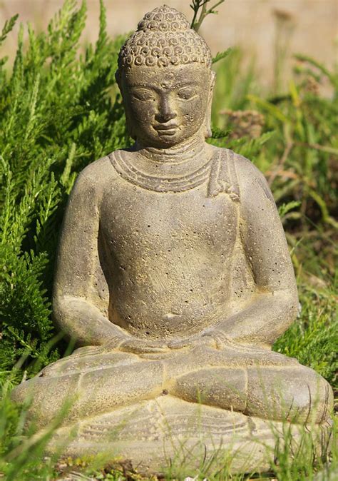 SOLD Stone Meditating Garden Buddha 12" (#67vc12b): Hindu Gods & Buddha Statues