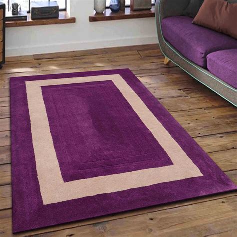 Buy Purple And Beige Solid Pattern Hand Tufted Wool Carpet - 5 x 3 Feet Online in India - Wooden ...