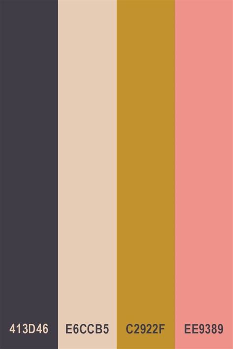 Color Palette #1 - Pink, Gold, Cream and Dark Grey Color Palette - Lemon Paper Lab