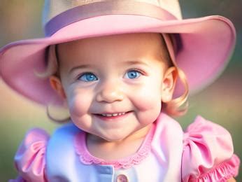 A little girl wearing a pink dress and a pink hat Image & Design ID 0000142134 - SmileTemplates.com