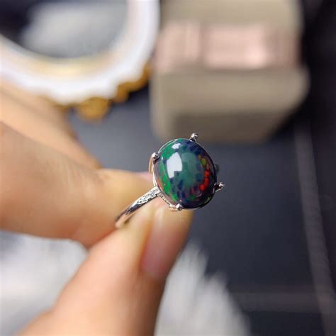 Oval Black Opal Ring Best Buy • The Green Crystal