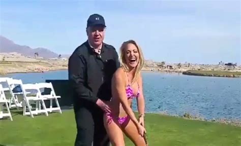 Watch Shooter McGavin actor give bikini-clad comic awkward golf lesson ...