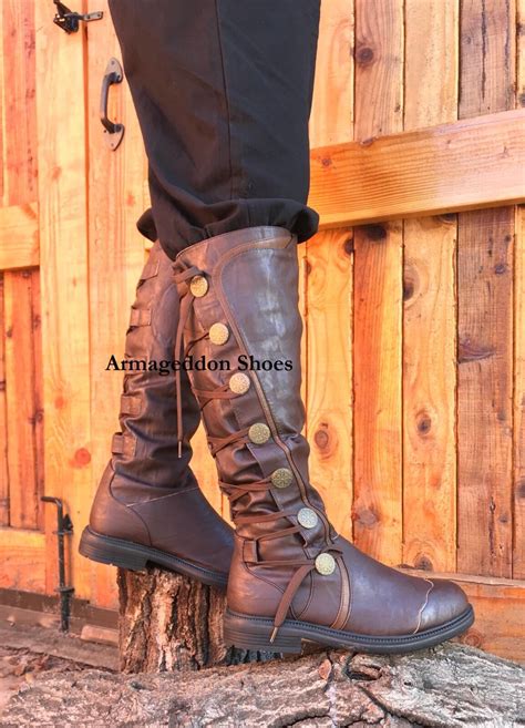 Brown Mens Steampunk Historical Period Serenity Airship Captain Costume Boots | eBay