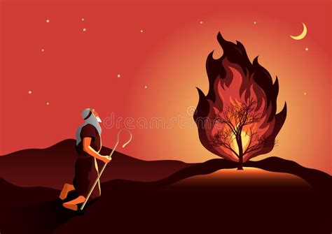 Moses and the burning bush stock illustration. Illustration of ...