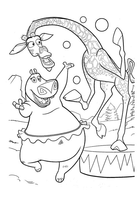 Dibujos de Gloria y Melman para Colorear para Colorear, Pintar e Imprimir - Dibujos-Online.Com