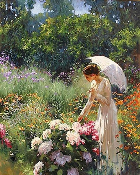 Oil painting, lady in the garden. | Beautiful paintings, Art painting, Aesthetic art