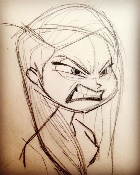 Angry Face Girl Drawing