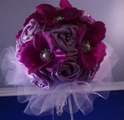 Bouquet - Handmade Purple Satin Rose – A Garden of Dreams-Bouquets & Shadowboxes